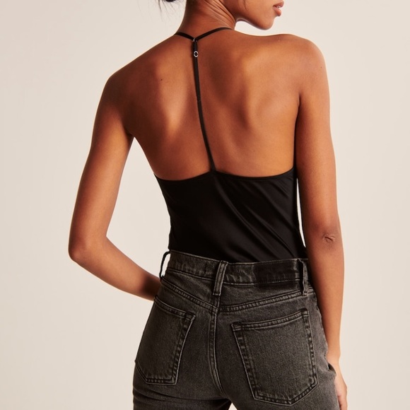 NWT Satin Cowlneck T-Strap Back Bodysuit - Picture 5 of 10